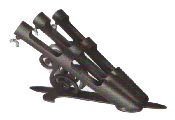 Supporto ferro battuto a tre sedi diam.32mm.